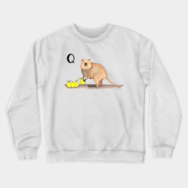 Q is for Quokka Crewneck Sweatshirt by thewatercolorwood